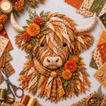 Highland Cow 3D Layered Fabric Art DIY Kit, January, February, March, April, May, June, July, August, September, October, November, December