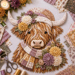 Highland Cow 3D Layered Fabric Art DIY Kit, January, February, March, April, May, June, July, August, September, October, November, December