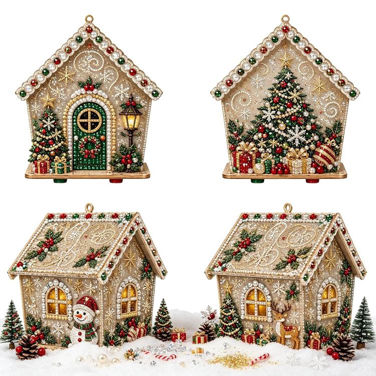 DIY Beaded Pearl Art Christmas Decorations Craft Kit, Santa Claus, Christmas Tree, Wreath, Elk, Snowman, Sock