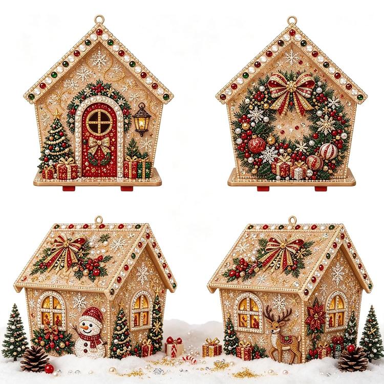 DIY Beaded Pearl Art Christmas Decorations Craft Kit, Santa Claus, Christmas Tree, Wreath, Elk, Snowman, Sock