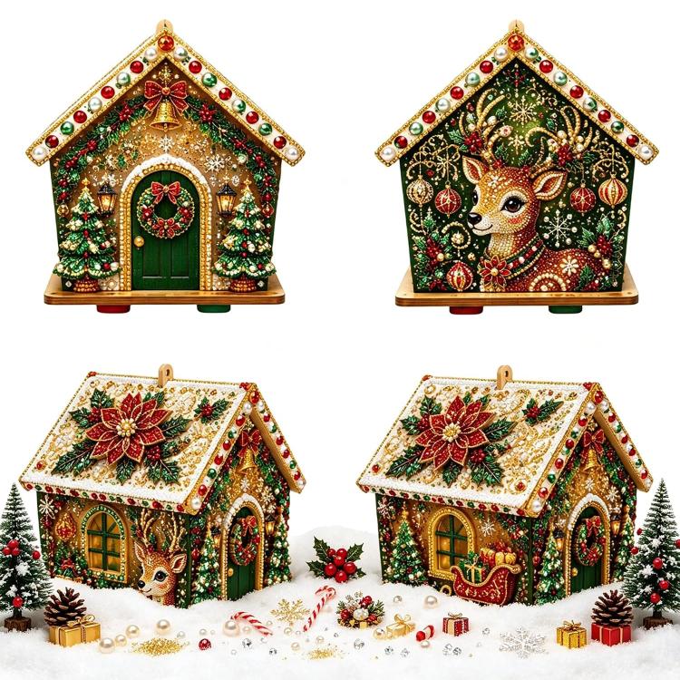 DIY Beaded Pearl Art Christmas Decorations Craft Kit, Santa Claus, Christmas Tree, Wreath, Elk, Snowman, Sock