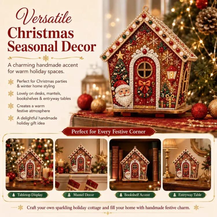 DIY Beaded Pearl Art Christmas Decorations Craft Kit, Santa Claus, Christmas Tree, Wreath, Elk, Snowman, Sock