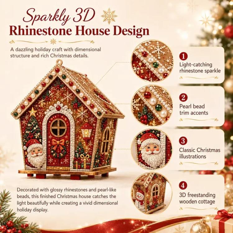 DIY Beaded Pearl Art Christmas Decorations Craft Kit, Santa Claus, Christmas Tree, Wreath, Elk, Snowman, Sock