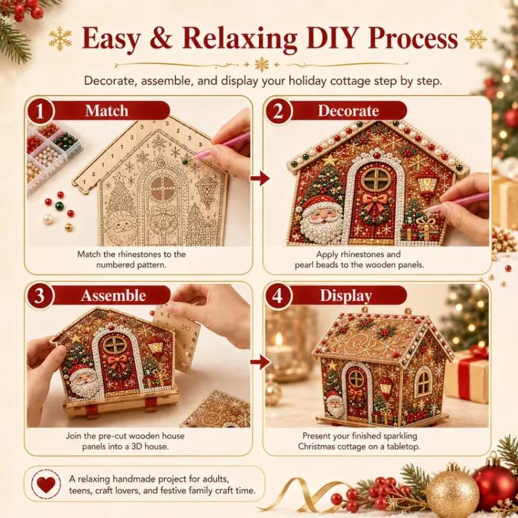 DIY Beaded Pearl Art Christmas Decorations Craft Kit, Santa Claus, Christmas Tree, Wreath, Elk, Snowman, Sock