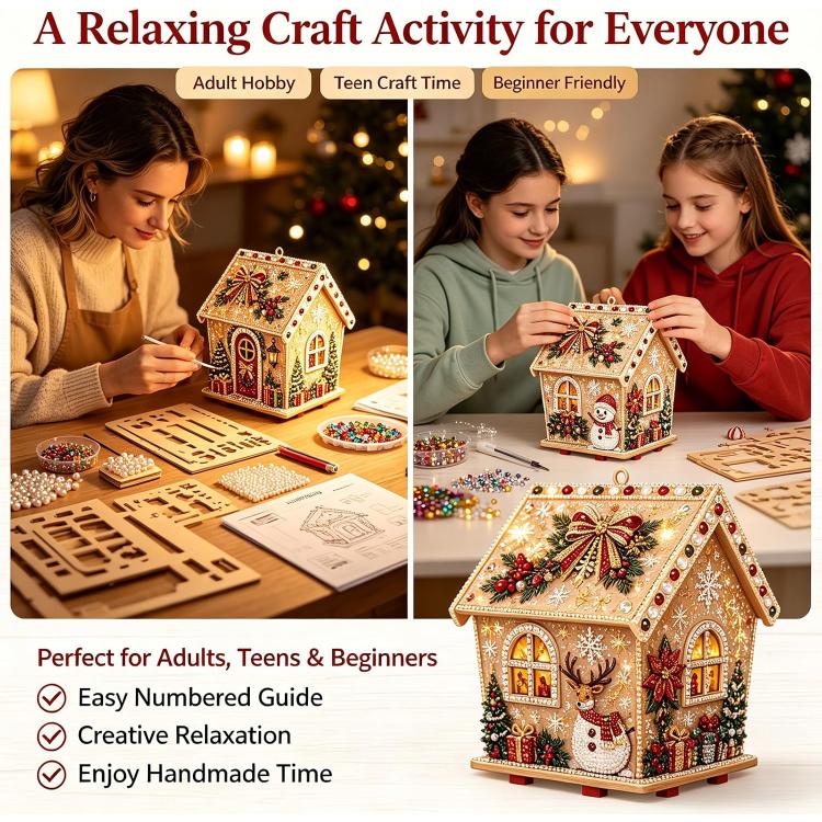 DIY Beaded Pearl Art Christmas Decorations Craft Kit, Santa Claus, Christmas Tree, Wreath, Elk, Snowman, Sock