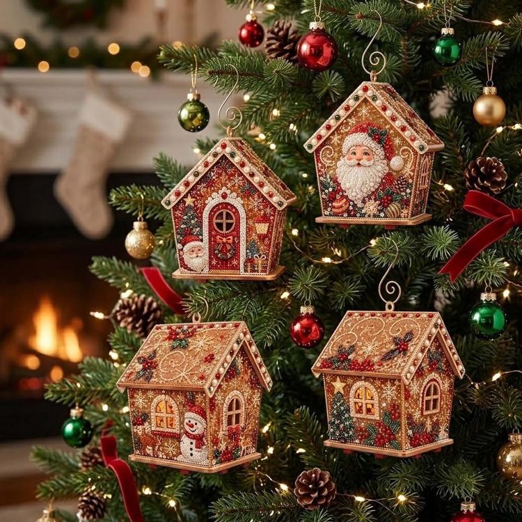 DIY Beaded Pearl Art Christmas Decorations Craft Kit, Santa Claus, Christmas Tree, Wreath, Elk, Snowman, Sock