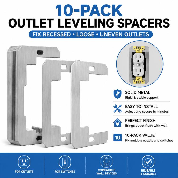 10 PCS/Pack Electrical Outlets Wall Plate Spacer Metal Mounting Accessories