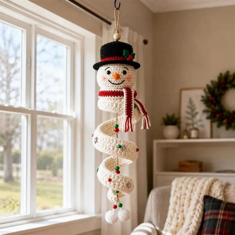 Crochet Christmas Spiral Hanging Ornament DIY Kit, Snowman, Santa Claus, Christmas Tree, Winter Penguin, Merry Reindeer, Night of the Ghosts, Pumpkin Ghost, Snowman Model B, Santa Claus Model B, Christmas Tree Model B