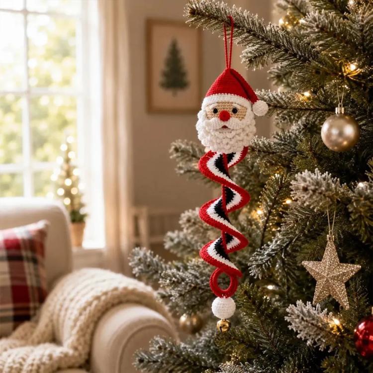 Crochet Christmas Spiral Hanging Ornament DIY Kit, Snowman, Santa Claus, Christmas Tree, Winter Penguin, Merry Reindeer, Night of the Ghosts, Pumpkin Ghost, Snowman Model B, Santa Claus Model B, Christmas Tree Model B