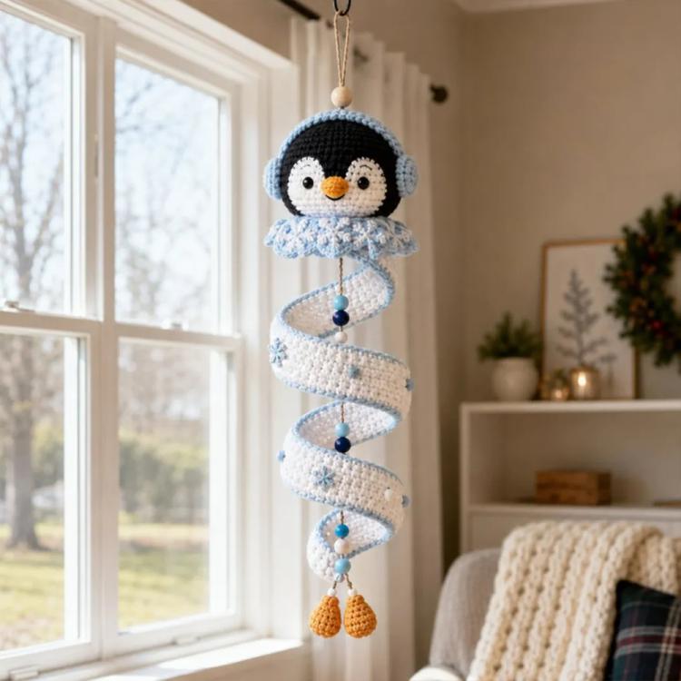 Crochet Christmas Spiral Hanging Ornament DIY Kit, Snowman, Santa Claus, Christmas Tree, Winter Penguin, Merry Reindeer, Night of the Ghosts, Pumpkin Ghost, Snowman Model B, Santa Claus Model B, Christmas Tree Model B