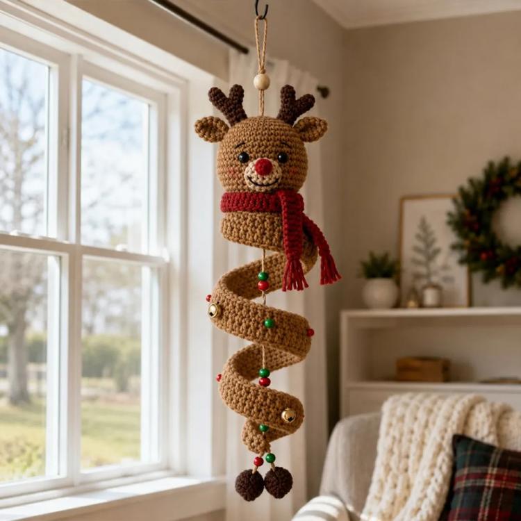 Crochet Christmas Spiral Hanging Ornament DIY Kit, Snowman, Santa Claus, Christmas Tree, Winter Penguin, Merry Reindeer, Night of the Ghosts, Pumpkin Ghost, Snowman Model B, Santa Claus Model B, Christmas Tree Model B