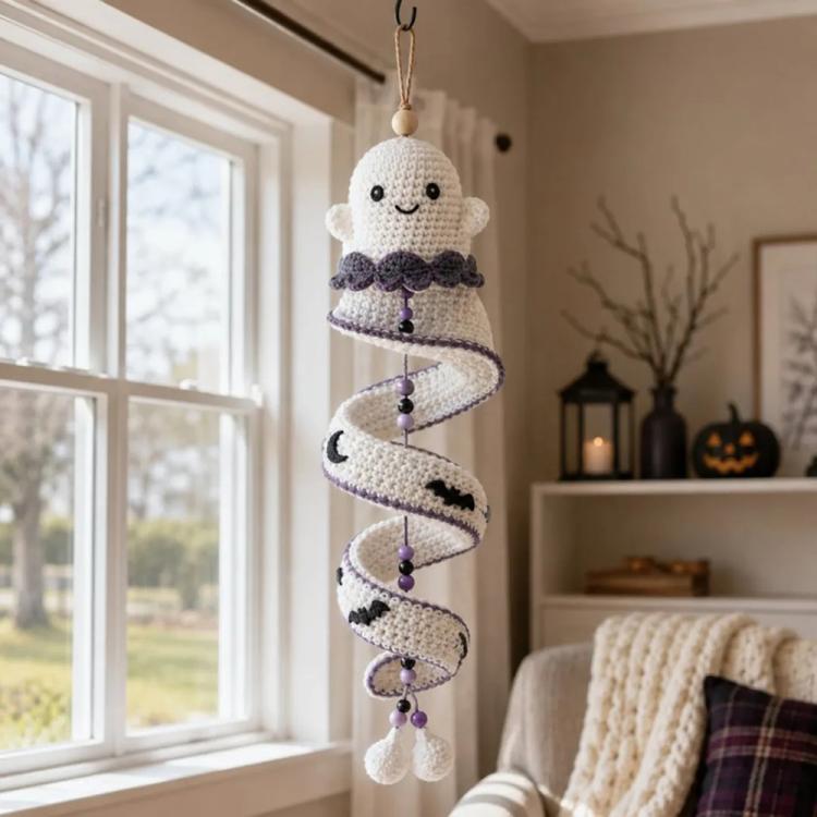 Crochet Christmas Spiral Hanging Ornament DIY Kit, Snowman, Santa Claus, Christmas Tree, Winter Penguin, Merry Reindeer, Night of the Ghosts, Pumpkin Ghost, Snowman Model B, Santa Claus Model B, Christmas Tree Model B