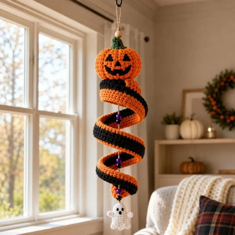 Crochet Christmas Spiral Hanging Ornament DIY Kit, Snowman, Santa Claus, Christmas Tree, Winter Penguin, Merry Reindeer, Night of the Ghosts, Pumpkin Ghost, Snowman Model B, Santa Claus Model B, Christmas Tree Model B