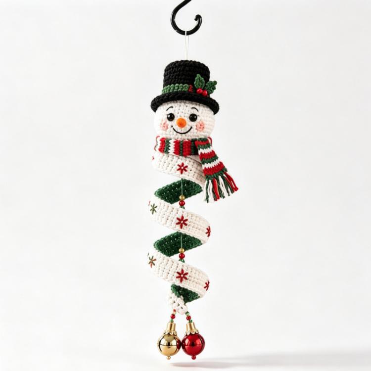 Crochet Christmas Spiral Hanging Ornament DIY Kit, Snowman, Santa Claus, Christmas Tree, Winter Penguin, Merry Reindeer, Night of the Ghosts, Pumpkin Ghost, Snowman Model B, Santa Claus Model B, Christmas Tree Model B