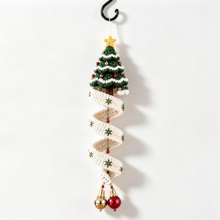 Crochet Christmas Spiral Hanging Ornament DIY Kit, Snowman, Santa Claus, Christmas Tree, Winter Penguin, Merry Reindeer, Night of the Ghosts, Pumpkin Ghost, Snowman Model B, Santa Claus Model B, Christmas Tree Model B