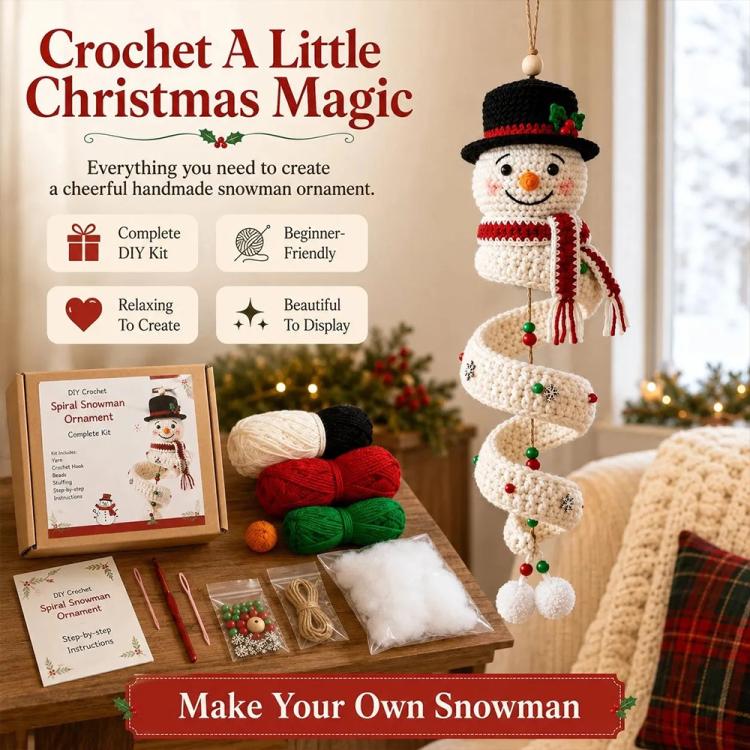 Crochet Christmas Spiral Hanging Ornament DIY Kit, Snowman, Santa Claus, Christmas Tree, Winter Penguin, Merry Reindeer, Night of the Ghosts, Pumpkin Ghost, Snowman Model B, Santa Claus Model B, Christmas Tree Model B
