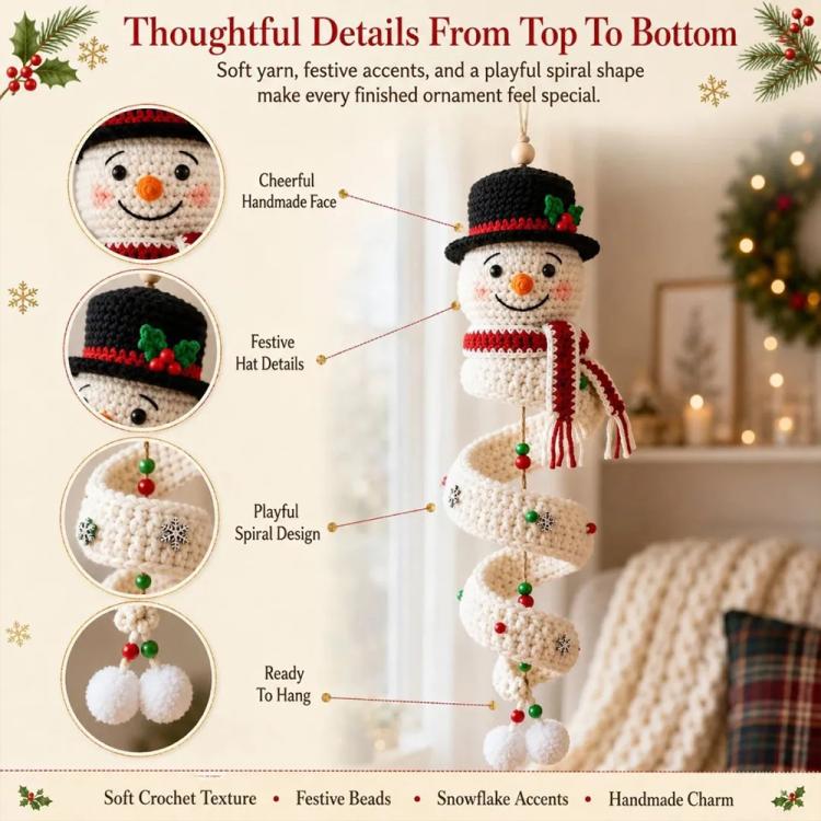 Crochet Christmas Spiral Hanging Ornament DIY Kit, Snowman, Santa Claus, Christmas Tree, Winter Penguin, Merry Reindeer, Night of the Ghosts, Pumpkin Ghost, Snowman Model B, Santa Claus Model B, Christmas Tree Model B
