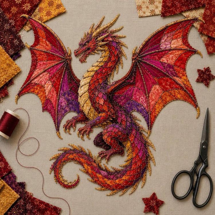 3D Mythic Wilds DIY Layered Patchwork Art Kit, Phoenix, Bigfoot Monster, Crow, Elk, Red Dragon, Blue Dragon, Green Dragon, Purple Dragon