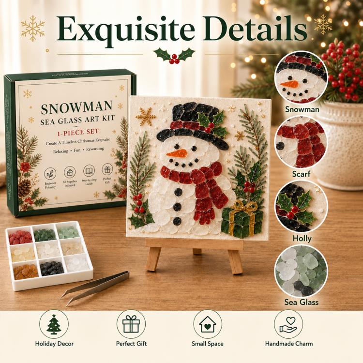 Christmas Acrylic Sea Glass DIY Art Kit, Snowman, Santa Claus, Christmas Tree, Reindeer, Train, Christmas Stocking, House