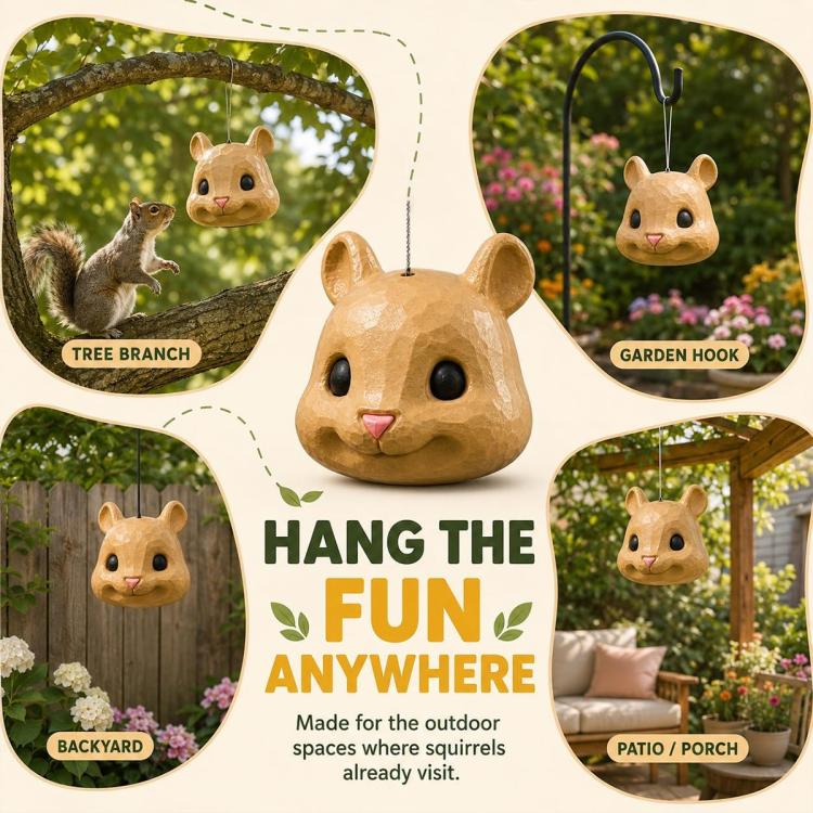 Big Funny Animal Squirrel Head Feeder for Outdoor Garden