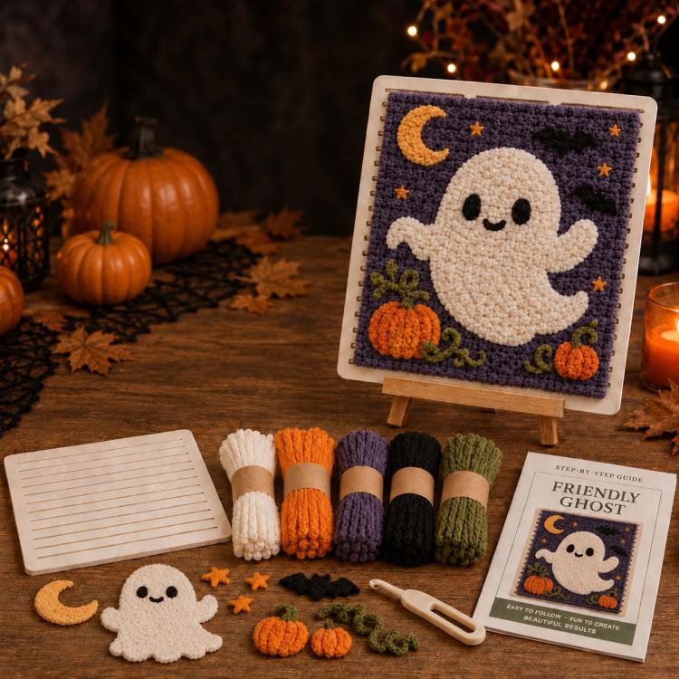 3D Halloween Fabric Weaving Quilt DIY Kit, Pumpkin, Ghosts, Witch, Mummy, Skull, Vampire