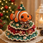 Crochet Marine Animal Yarn Christmas Tree DIY Kit, Clownfish, Sea Turtle, Dolphin, Octopus, Seahorse, Crab, Whale, Manta Ray