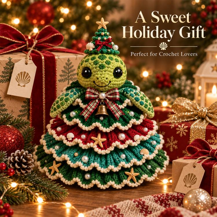 Crochet Marine Animal Yarn Christmas Tree DIY Kit, Clownfish, Sea Turtle, Dolphin, Octopus, Seahorse, Crab, Whale, Manta Ray