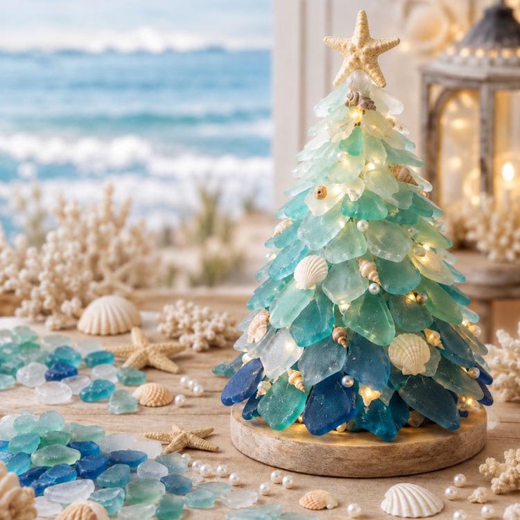 3D DIY Sea Glass Art Kit with LED Lights, Christmas Tree, Highland Cattle, Sea Turtle, Whale, Octopus, Dachshund, Little Gnome, Penguin, Snowman, Conch