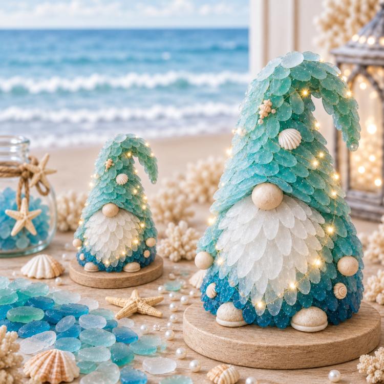 3D DIY Sea Glass Art Kit with LED Lights, Christmas Tree, Highland Cattle, Sea Turtle, Whale, Octopus, Dachshund, Little Gnome, Penguin, Snowman, Conch