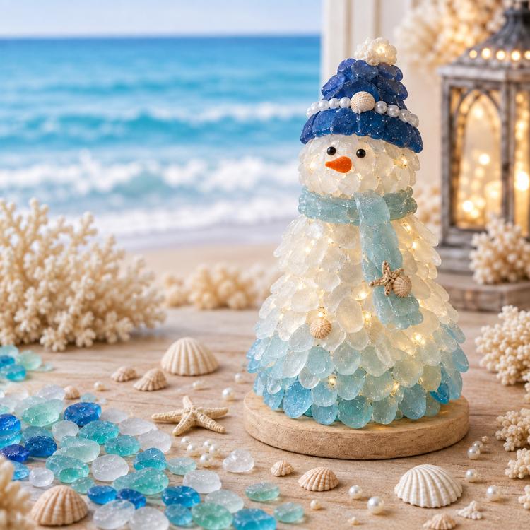 3D DIY Sea Glass Art Kit with LED Lights, Christmas Tree, Highland Cattle, Sea Turtle, Whale, Octopus, Dachshund, Little Gnome, Penguin, Snowman, Conch