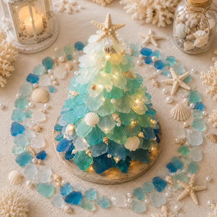 3D DIY Sea Glass Art Kit with LED Lights, Christmas Tree, Highland Cattle, Sea Turtle, Whale, Octopus, Dachshund, Little Gnome, Penguin, Snowman, Conch