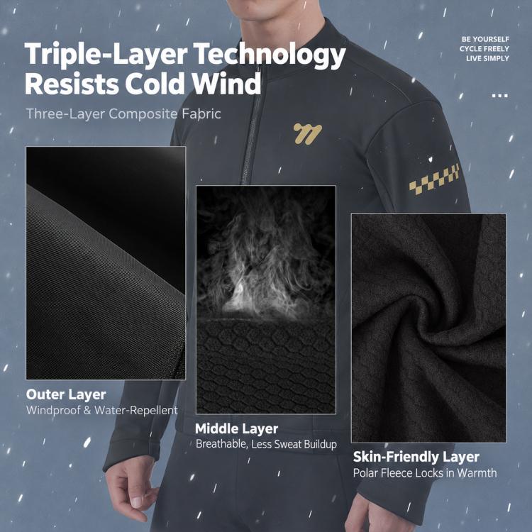 WEST BIKING Winter Fleece Thermal Cycling Jersey Set Long Sleeve for Unisex, M, L, XL, XXL, XXXL