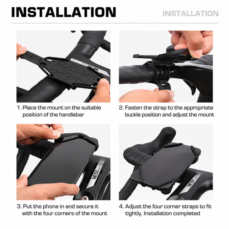 WEST BIKING Silicone Bike Phone Holder Anti-Slip Shockproof Navigation Mount