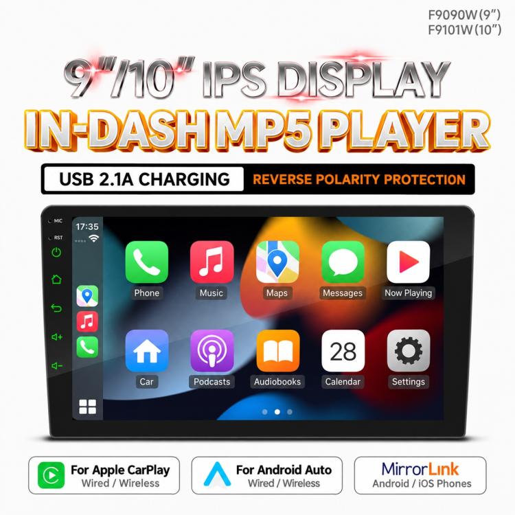 Double-DIN Car MP5 Player Wireless CarPlay/Android Auto Bluetooth HD Display, 9 inch, 9 inch+AHD, 10 inch, 10 inch+AHD
