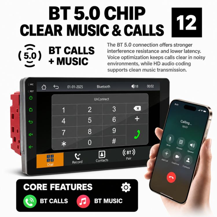 Double-DIN Car MP5 Player Wireless CarPlay/Android Auto Bluetooth HD Display, 9 inch, 9 inch+AHD, 10 inch, 10 inch+AHD