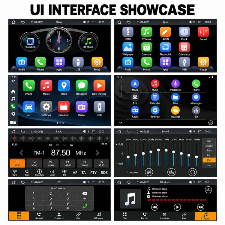 Double-DIN Car MP5 Player Wireless CarPlay/Android Auto Bluetooth HD Display, 9 inch, 9 inch+AHD, 10 inch, 10 inch+AHD