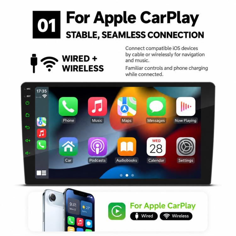 Double-DIN Car MP5 Player Wireless CarPlay/Android Auto Bluetooth HD Display, 9 inch, 9 inch+AHD, 10 inch, 10 inch+AHD