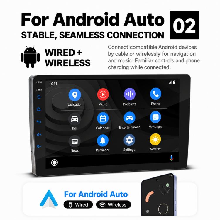 Double-DIN Car MP5 Player Wireless CarPlay/Android Auto Bluetooth HD Display, 9 inch, 9 inch+AHD, 10 inch, 10 inch+AHD
