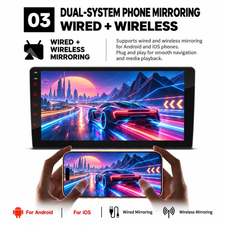 Double-DIN Car MP5 Player Wireless CarPlay/Android Auto Bluetooth HD Display, 9 inch, 9 inch+AHD, 10 inch, 10 inch+AHD