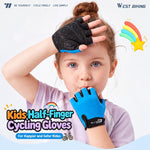 WEST BIKING 1 Pair Kids Half Finger Bicycle Gloves Breathable Wear-resistant Anti-slip Outdoor Cycling Gear, S, M, L