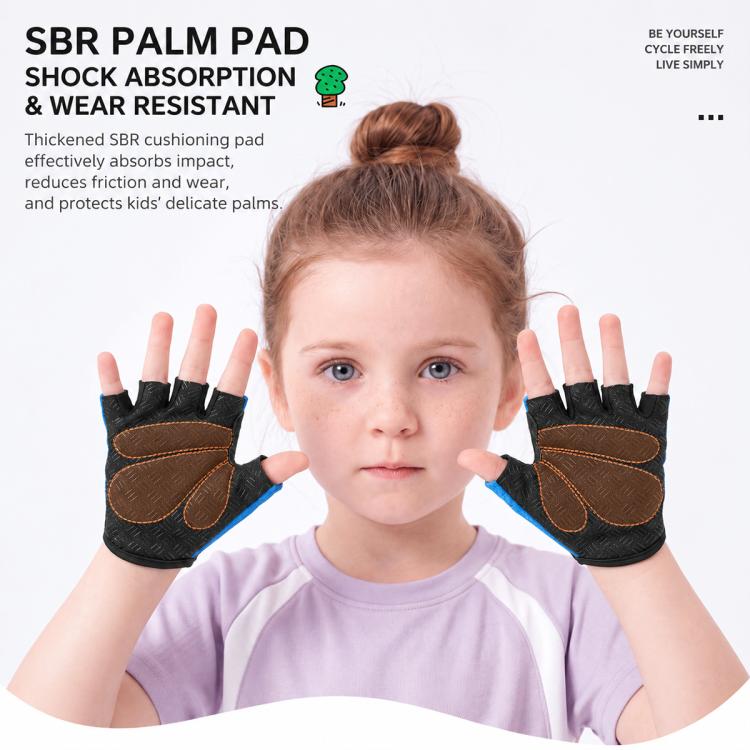 WEST BIKING 1 Pair Kids Half Finger Bicycle Gloves Breathable Wear-resistant Anti-slip Outdoor Cycling Gear, S, M, L