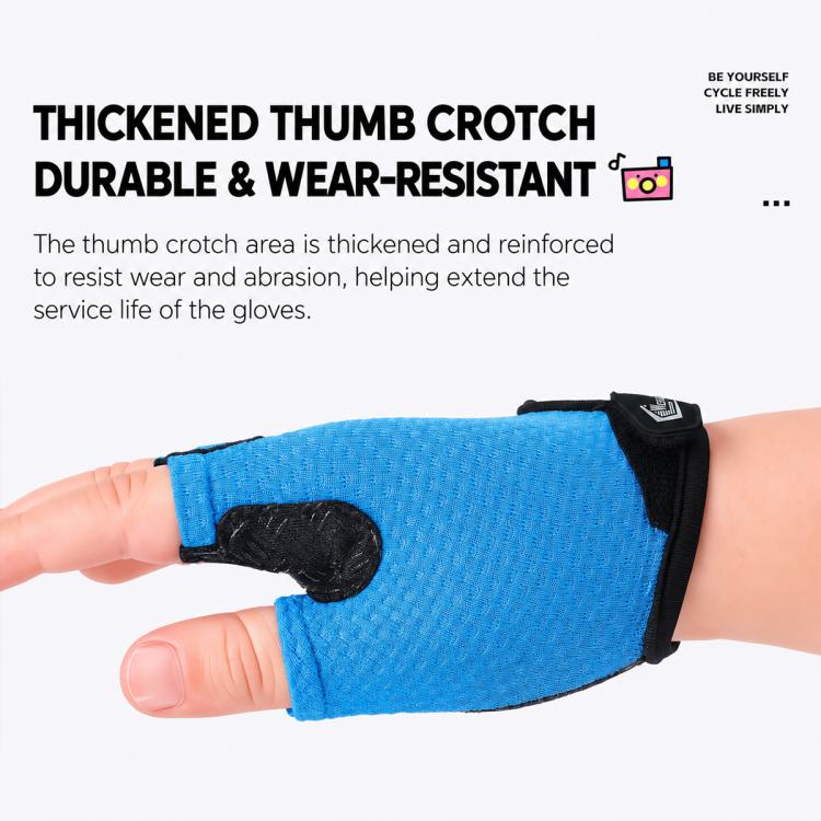 WEST BIKING 1 Pair Kids Half Finger Bicycle Gloves Breathable Wear-resistant Anti-slip Outdoor Cycling Gear, S, M, L