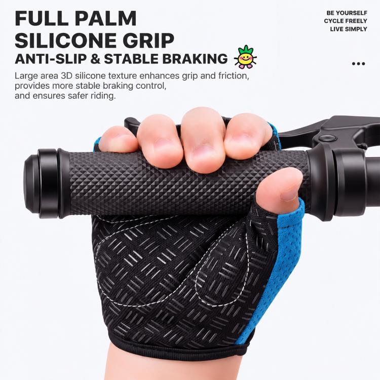 WEST BIKING 1 Pair Kids Half Finger Bicycle Gloves Breathable Wear-resistant Anti-slip Outdoor Cycling Gear, S, M, L