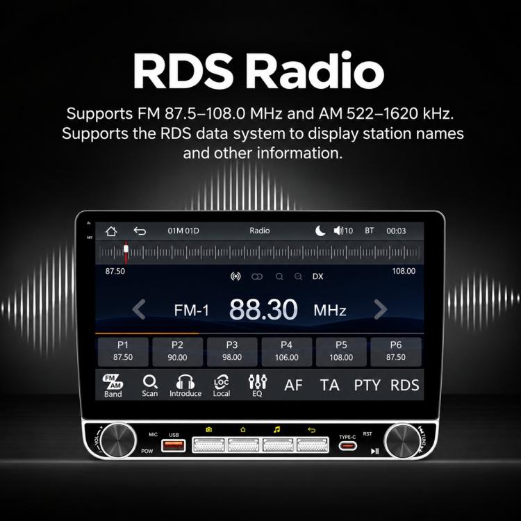 10.1 inch IPS Double-DIN Car MP5 Player Wireless CarPlay/Android Auto Bluetooth HD Display