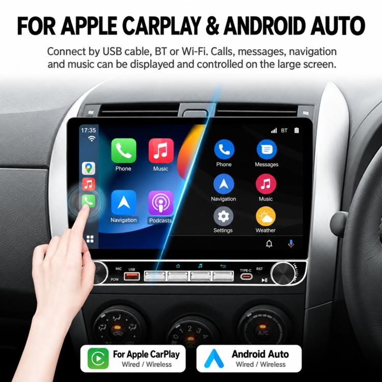 10.1 inch IPS Double-DIN Car MP5 Player Wireless CarPlay/Android Auto Bluetooth HD Display