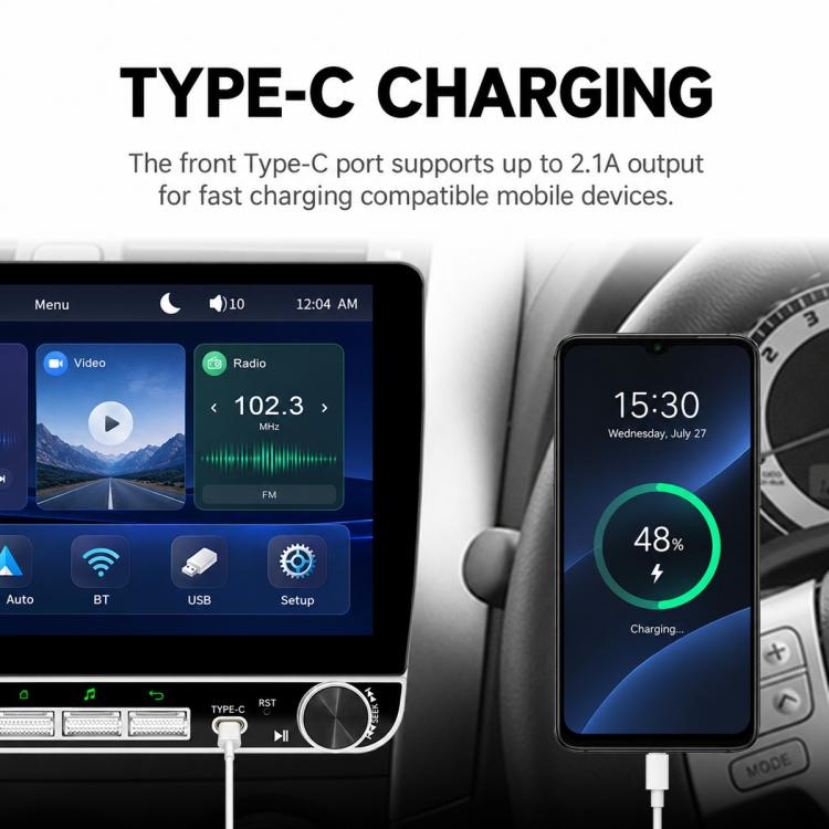 10.1 inch IPS Double-DIN Car MP5 Player Wireless CarPlay/Android Auto Bluetooth HD Display
