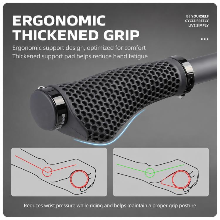 WEST BIKING 1 Pair Honeycomb Palm Rest Anti-slip Shock Absorbing MTB Handlebar Grips