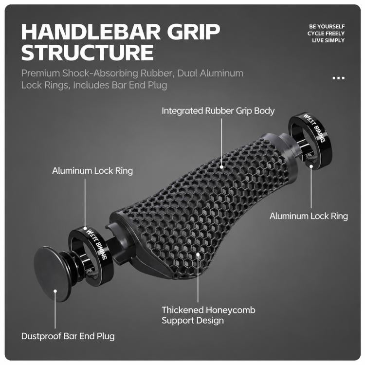 WEST BIKING 1 Pair Honeycomb Palm Rest Anti-slip Shock Absorbing MTB Handlebar Grips