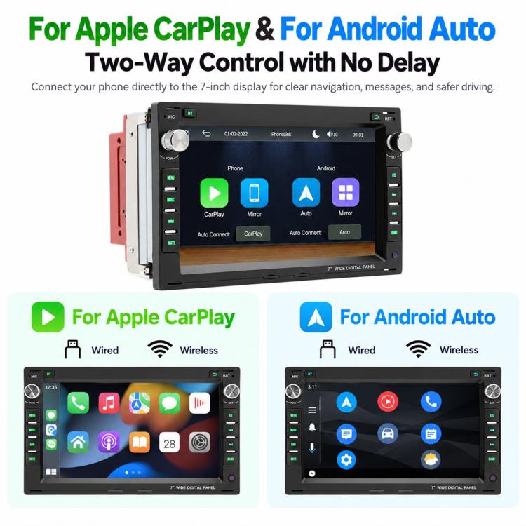 7 inch Car MP5 Player CarPlay & Android Auto Smart Bluetooth Display for Volkswagen Passat Lingyu 1997-2009
