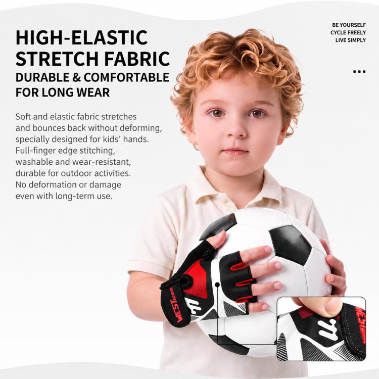 WEST BIKING 1 Pair Kids Half Finger Cycling Gloves Outdoor Sports Protective Gear, S, M, L
